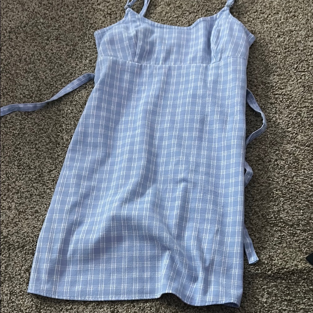 Blue Plaid Spaghetti Strap Dress